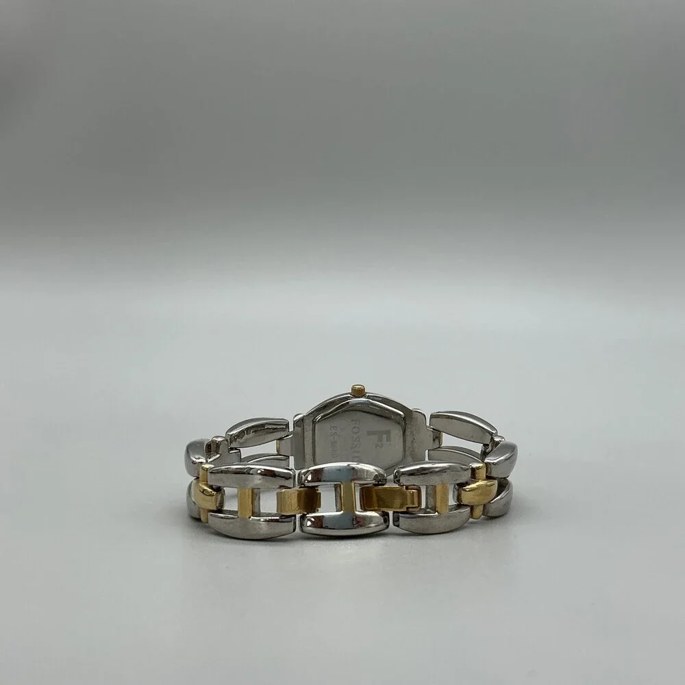 Fossil F2 ES-8680 Womens Watch 20mm Two Tone Silver Gold New Battery 6.5